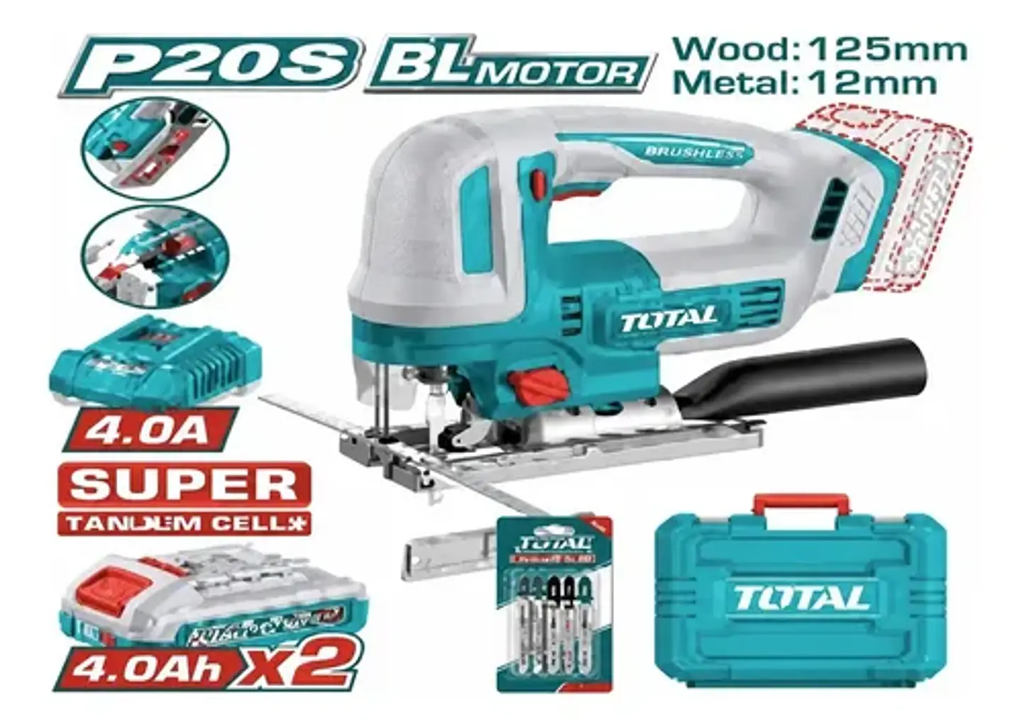 SIERRA CALADORA INALÁMBRICO 20V 3200 RPM  CON 2BAT + CARG TO 1