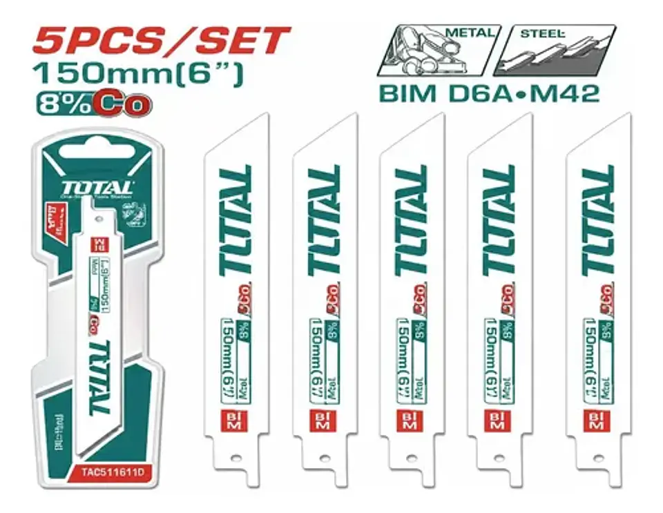 JGO HOJA SIERRA SABLE POR 5PCS PARA METAL TOTAL 1