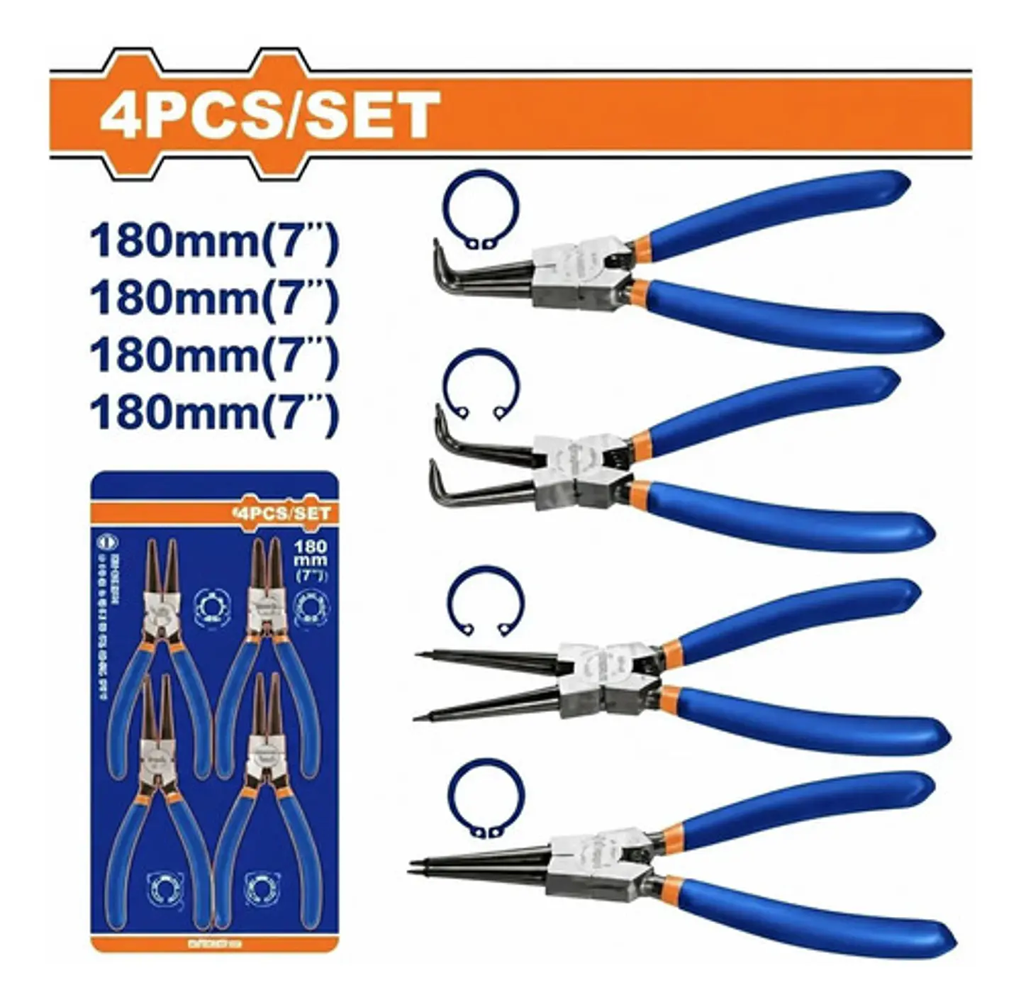 JUEGO DE 4 ALICATES CIRCLIP WADFOW 1