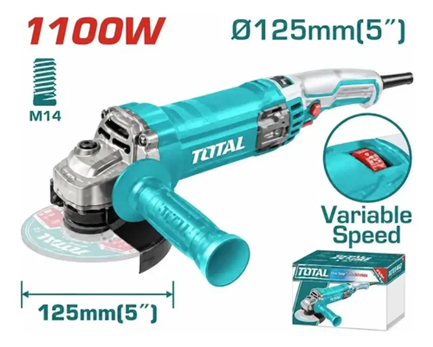 ESMERIL ANGULAR 1100W 125MM VELOC VARIABLE TOTAL 1