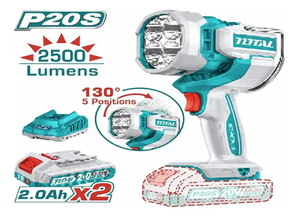 LAMPARA DE TRABAJO INALAMBRICO 20V 2500LUM CON BAT Y CARG TO 1