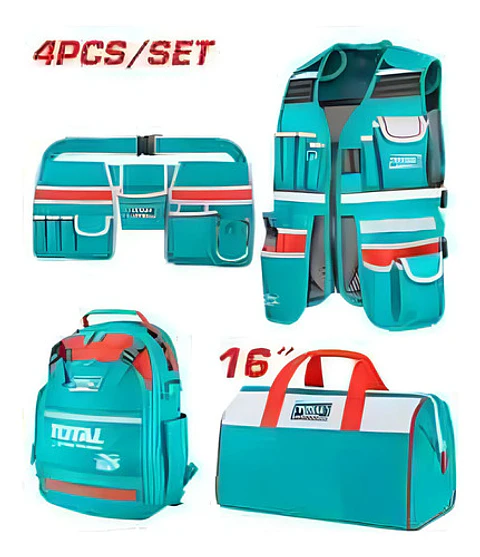 KIT BOLSO + MOCHILA + CHALECO + PORTA HERRAMIENTAS TOTAL
