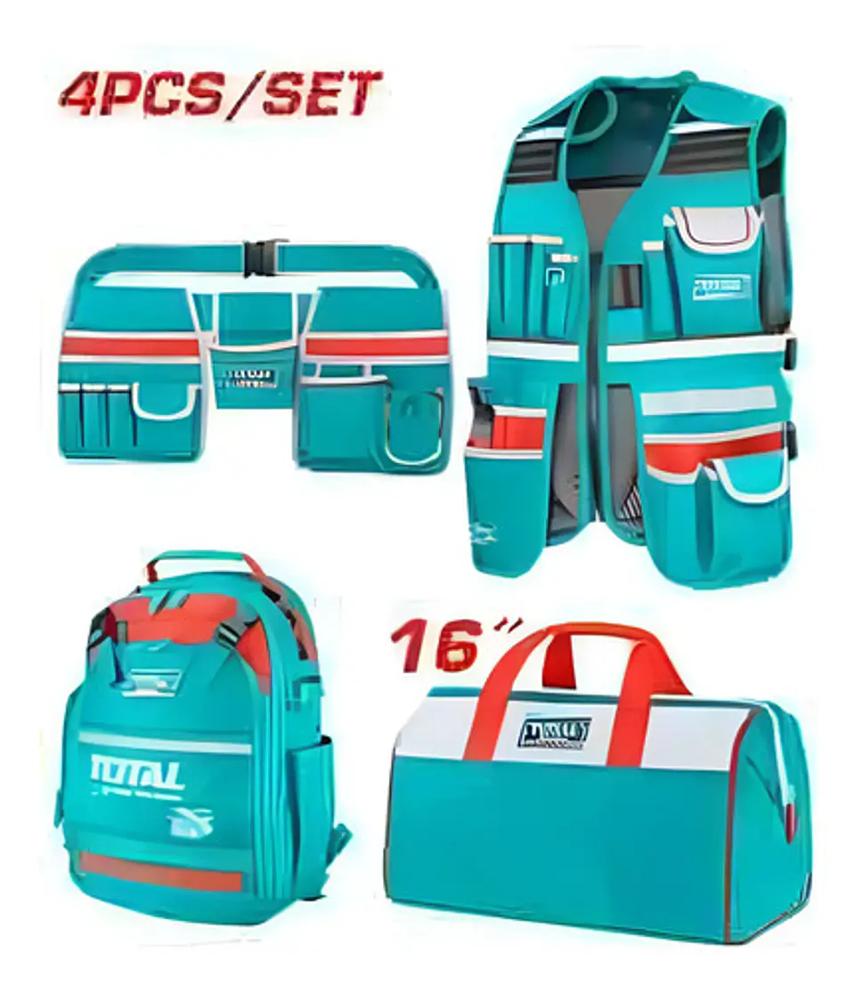 KIT BOLSO + MOCHILA + CHALECO + PORTA HERRAMIENTAS TOTAL 1