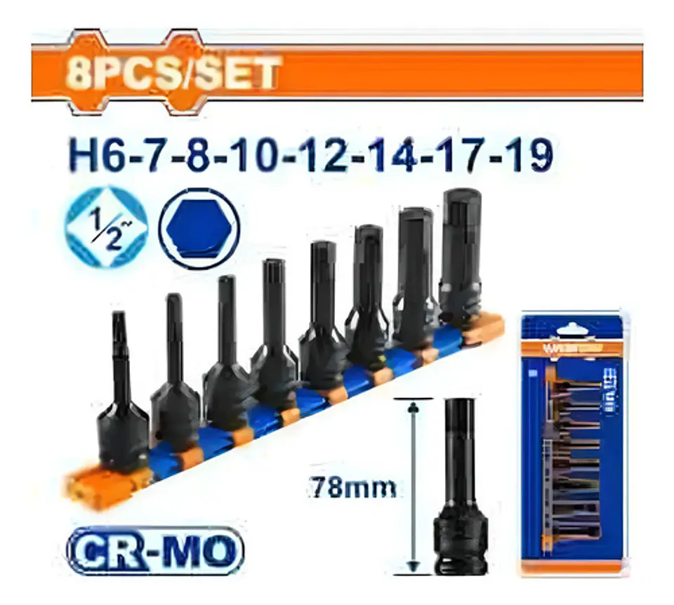 SET 8 DADOS LARGOS DE IMPACTO 1/2 CR-MO WADFOW 1