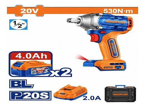 LLAVE DE IMPACTO 1/2 530NM 20V 2 BATERIA Y CARGADOR WADFOW