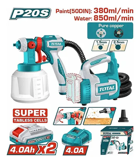 PISTOLA PINTAR INALAMBRICO 20V 1000ML CON BAT + CARG TOTAL