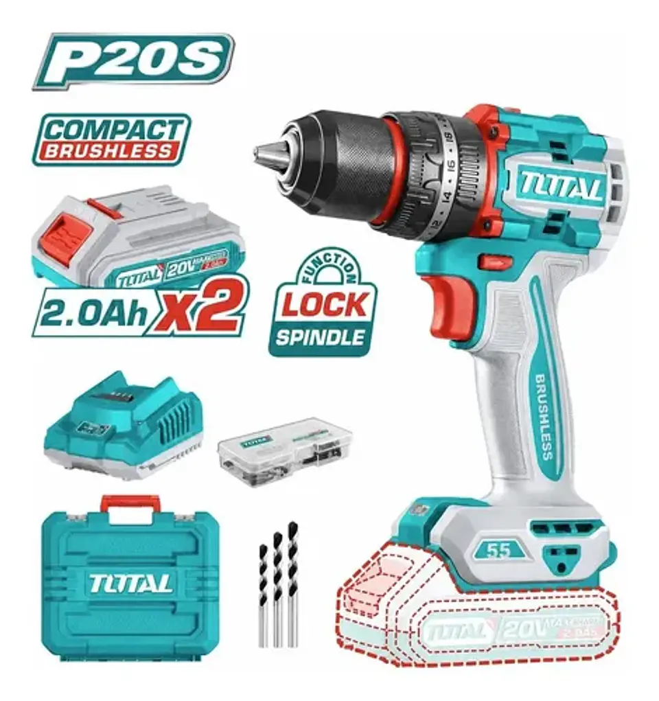 TALADRO INALAMBRICO DE IMPACTO 13MM 20V TOTAL 1