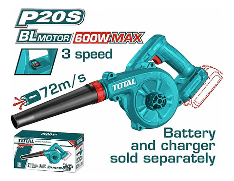SOPLADORA INALAMBRICO 20V 2,8M3 CON VECLOCIDAD VARIABLE TOTA