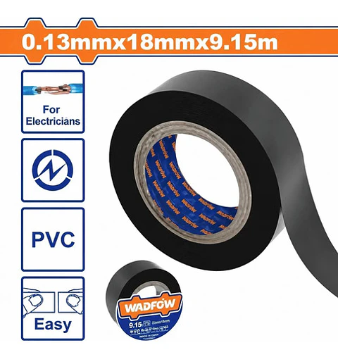 CINTA DE PVC NEGRA 18MM X9,15MT WADFOW