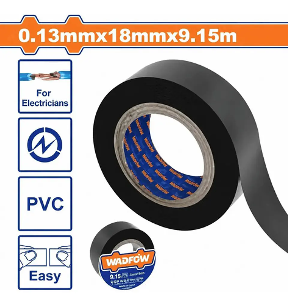 CINTA DE PVC NEGRA 18MM X9,15MT WADFOW 1