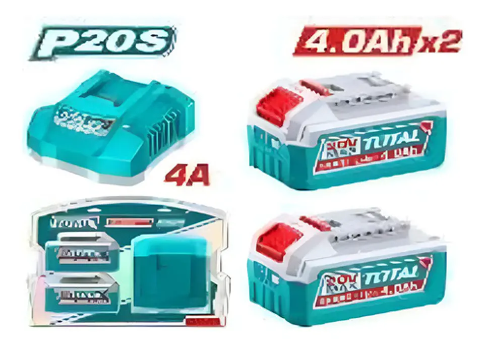 KIT DE BATERIA POR 2PCS Y CARGADOR 20V 4.0AH TOTAL 1