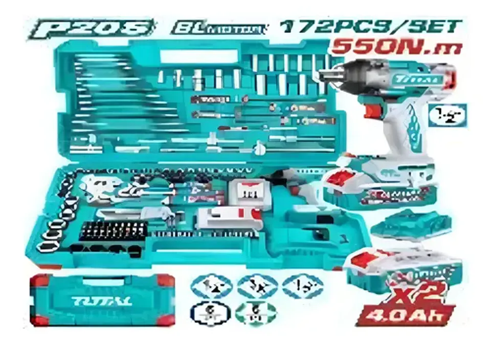 KIT LLAVE IMPACTO INALAMBRICO CON 172PCS HERRAMIENTAS TOTAL 1