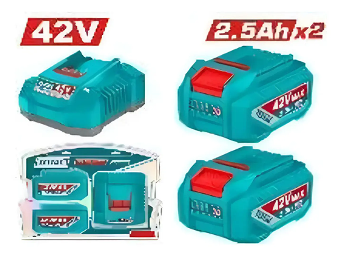 KIT DE BATERIAS Y CARGADOR 42V 2.5AH X 2PCS TOTAL 1