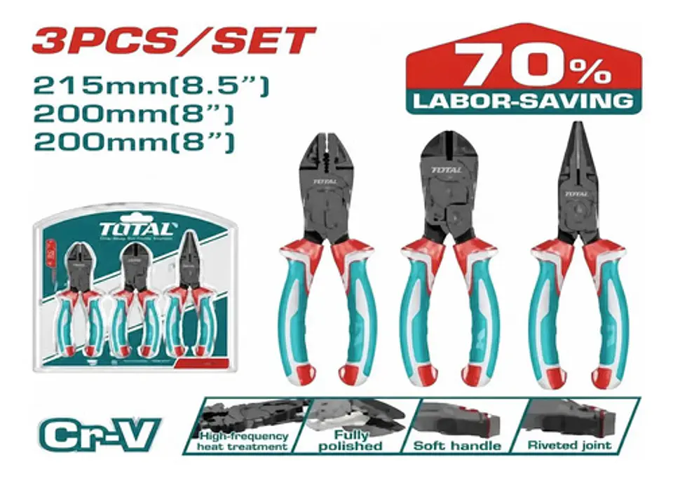 JGO ALICATES ACCION COMPUESTA POR 3PCS TOTAL 1