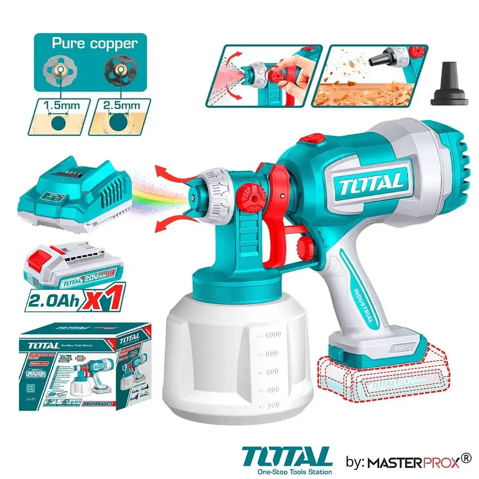 PISTOLA PINTAR INALAMBRICO 20V 800ML CON BAT + CAR 1