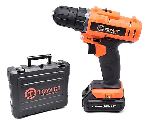 TALADRO RECARGABLE 14V 10MM LITIO TOYAKI + 2 BAT +1 CARG