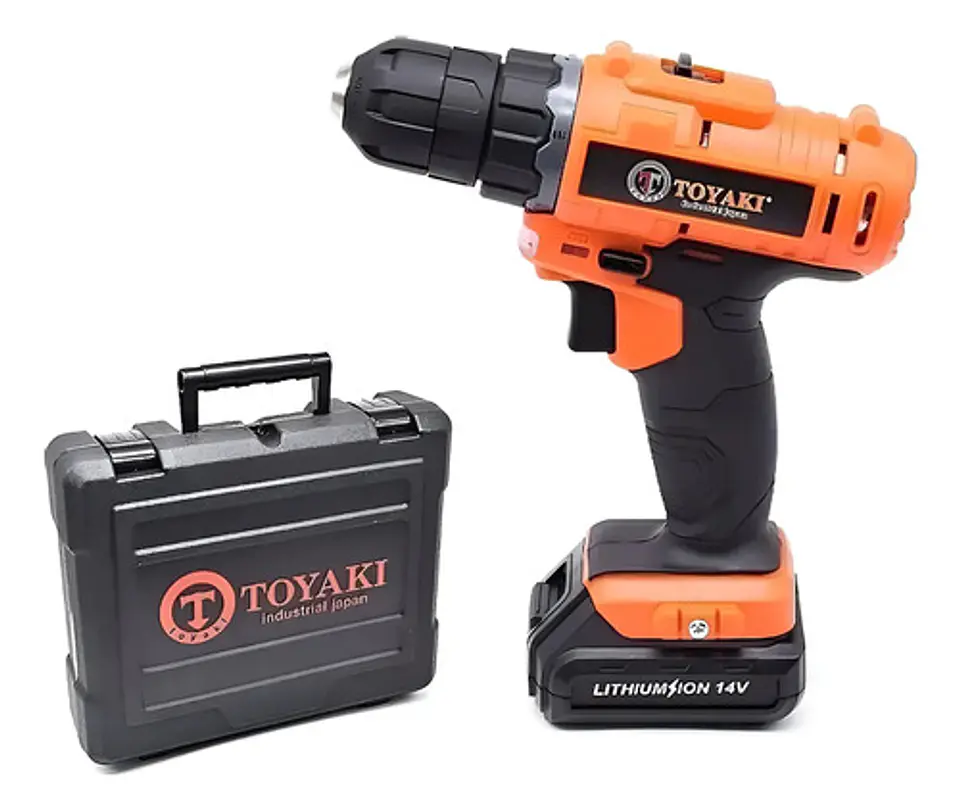 TALADRO RECARGABLE 14V 10MM LITIO TOYAKI + 2 BAT +1 CARG 1