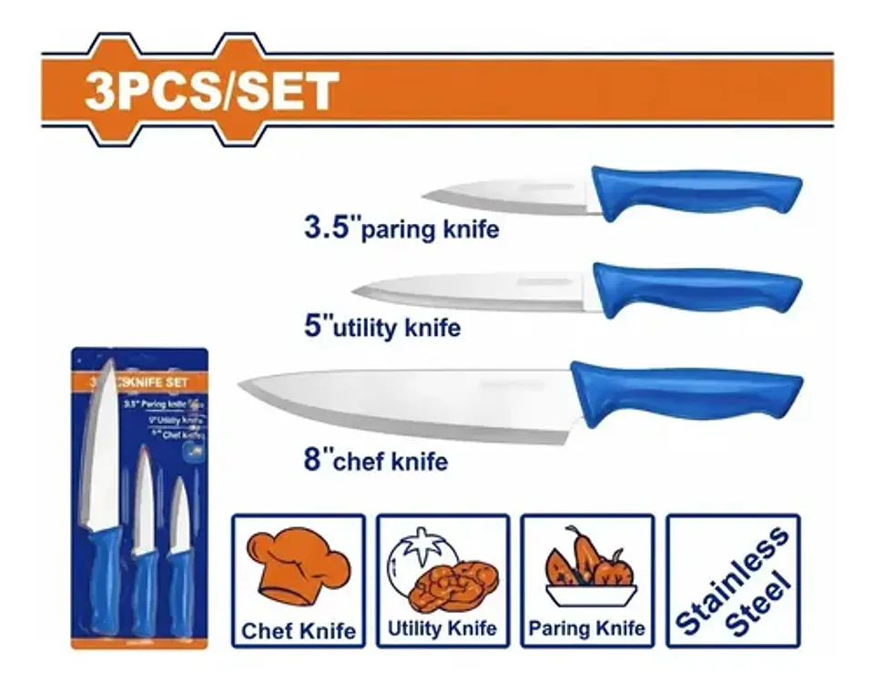 JUEGO DE 3 CUCHILLO DE COCINA WADFOW 1
