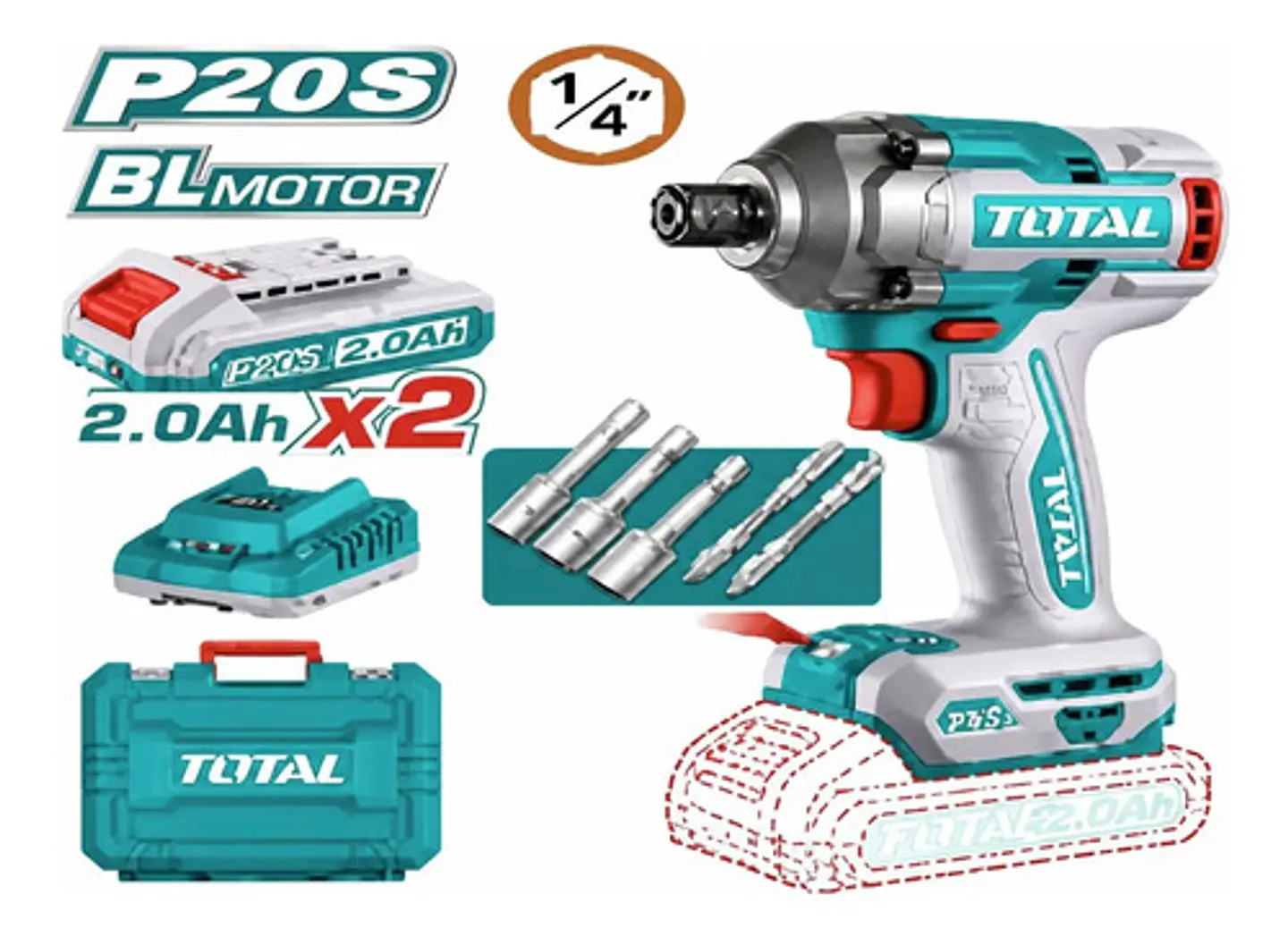 ATORNILLADOR DE IMPACTO 20V 285NM TOTAL 1