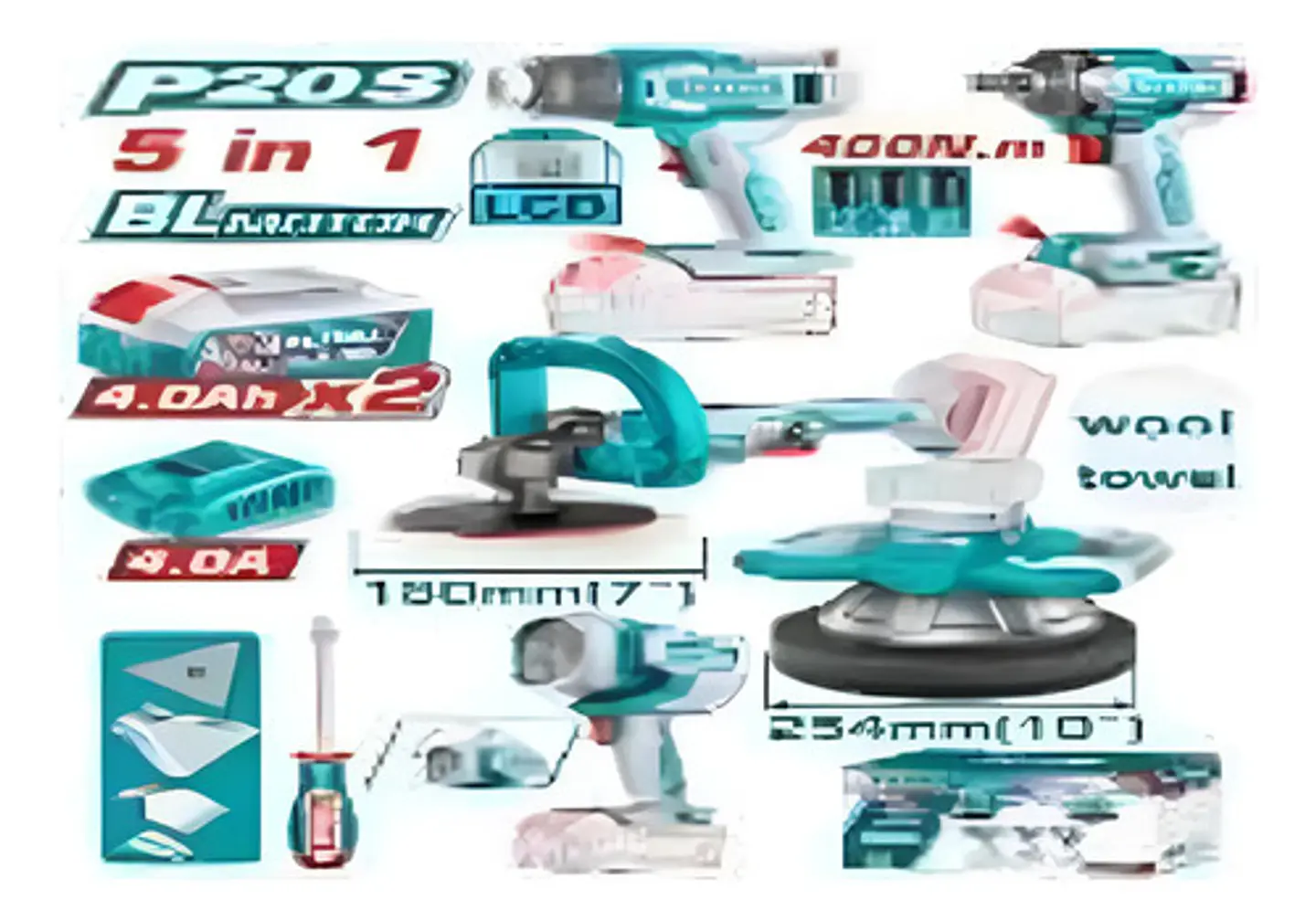 KIT HERRAMIENTAS INALAMBRICOS POR 5PCS TOTAL 1