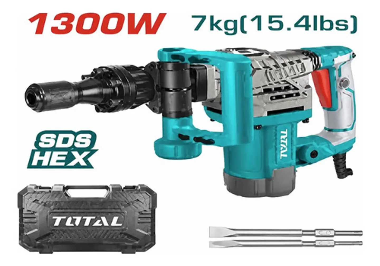 MARTILLO CINCELADOR 1300W HEX 7KG TOTAL 1