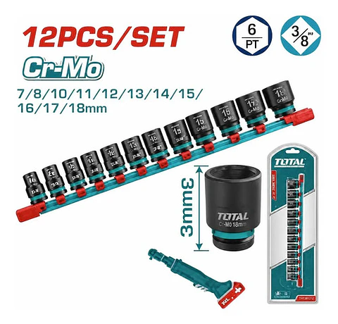 JGO DADOS DE IMPACTO POR 12PCS 3/8" TOTAL
