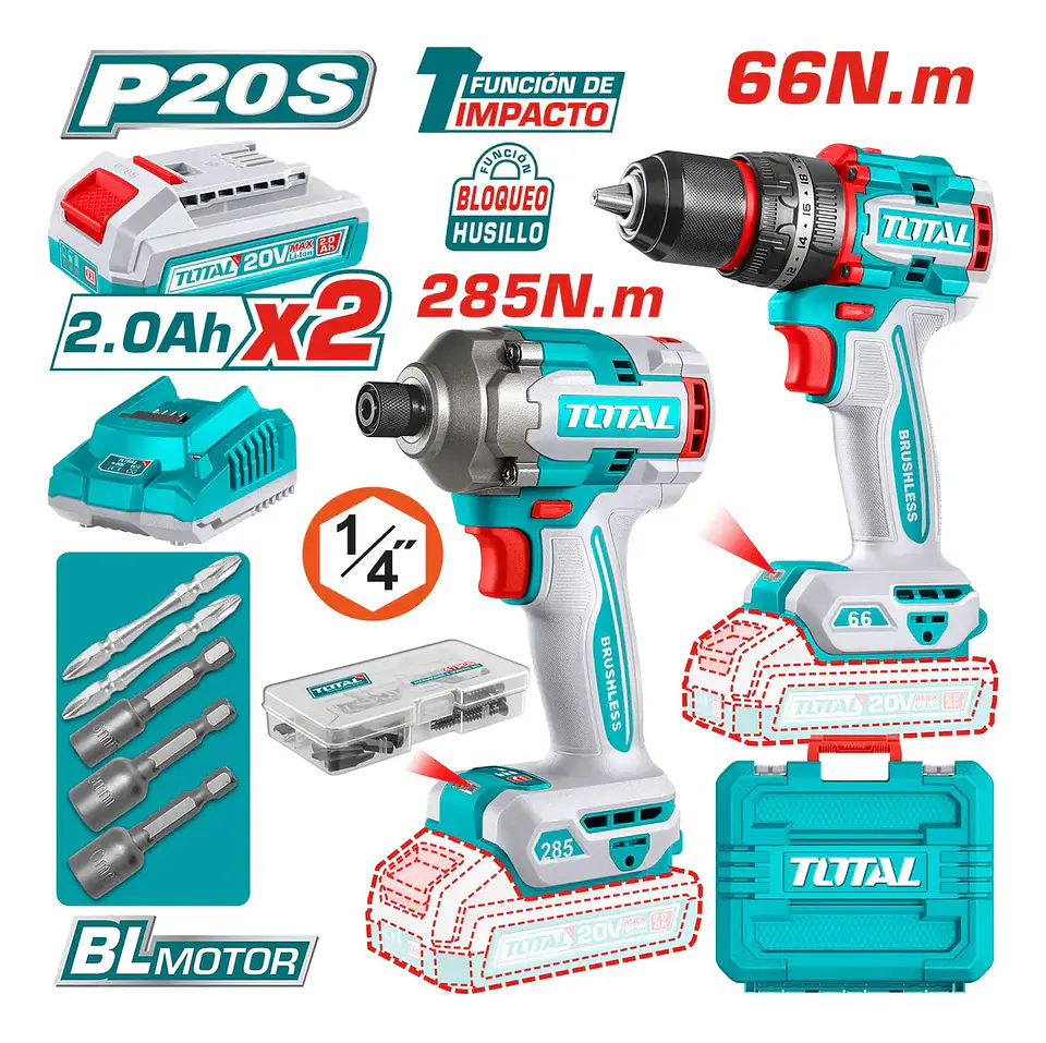 KIT TALADRO IMPACTO + LLAVE IMPACTO TOTAL 2