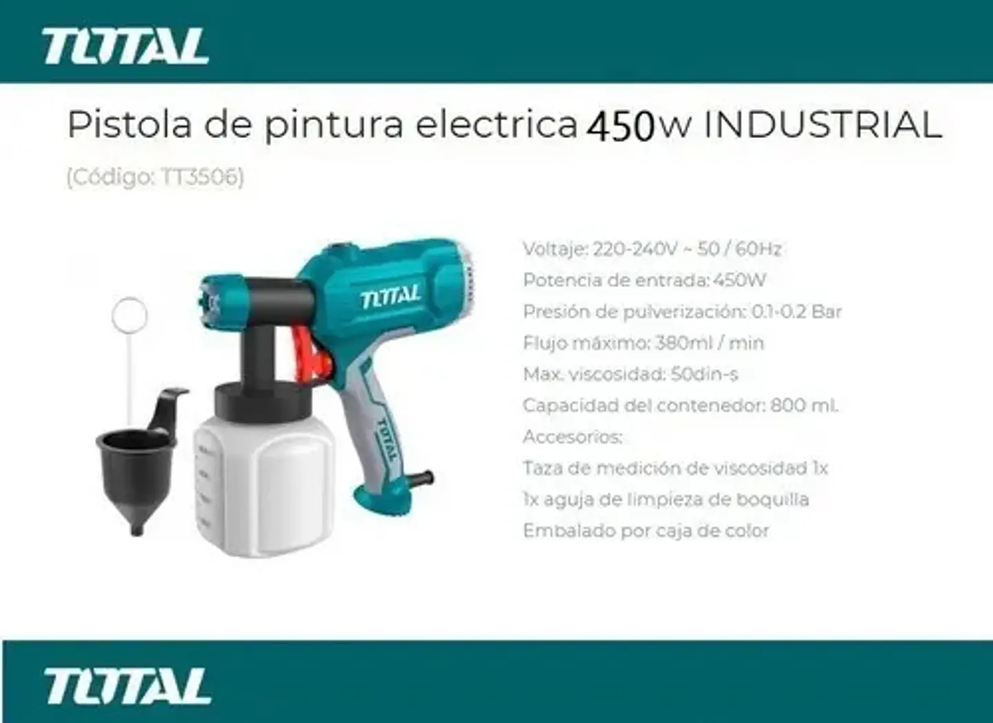 PISTOLA DE PINTAR 450W 800ML TOTAL 2