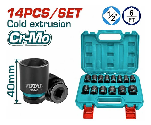 JGO DADOS DE IMPACTO POR 14PCS 1/2" DR TOTAL