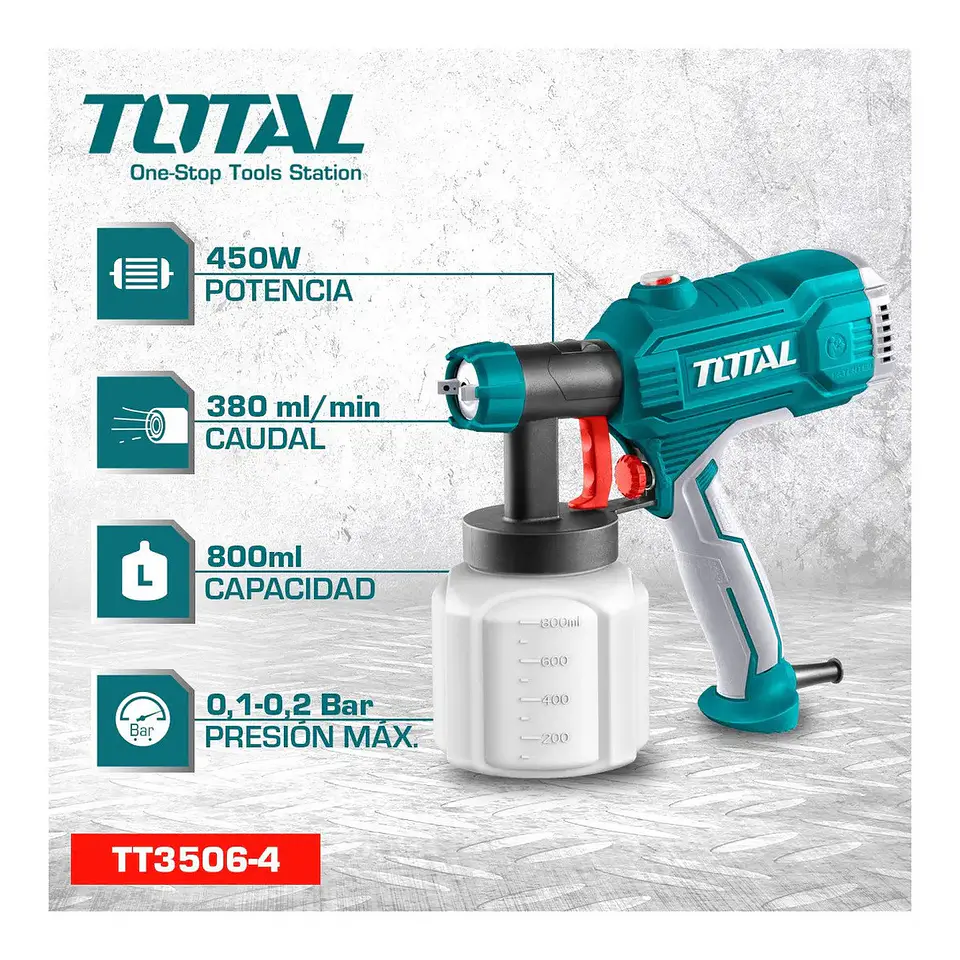 PISTOLA DE PINTAR 450W 800ML TOTAL 4