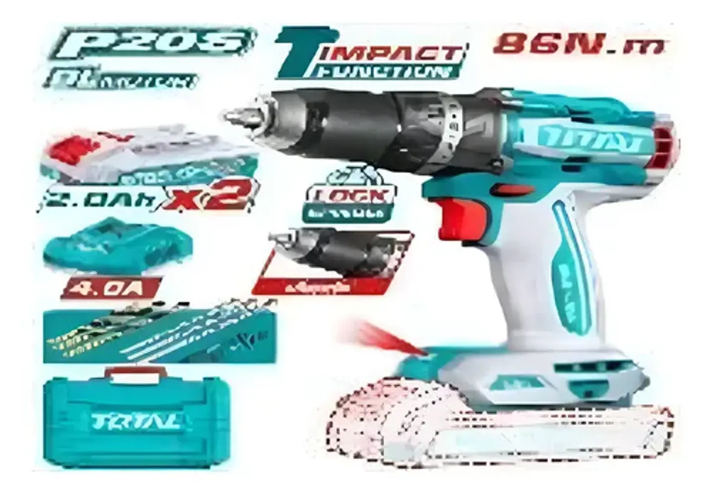TALADRO INALAMBRICO DE IMPACTO 13MM 86NM  20V TOTAL 1