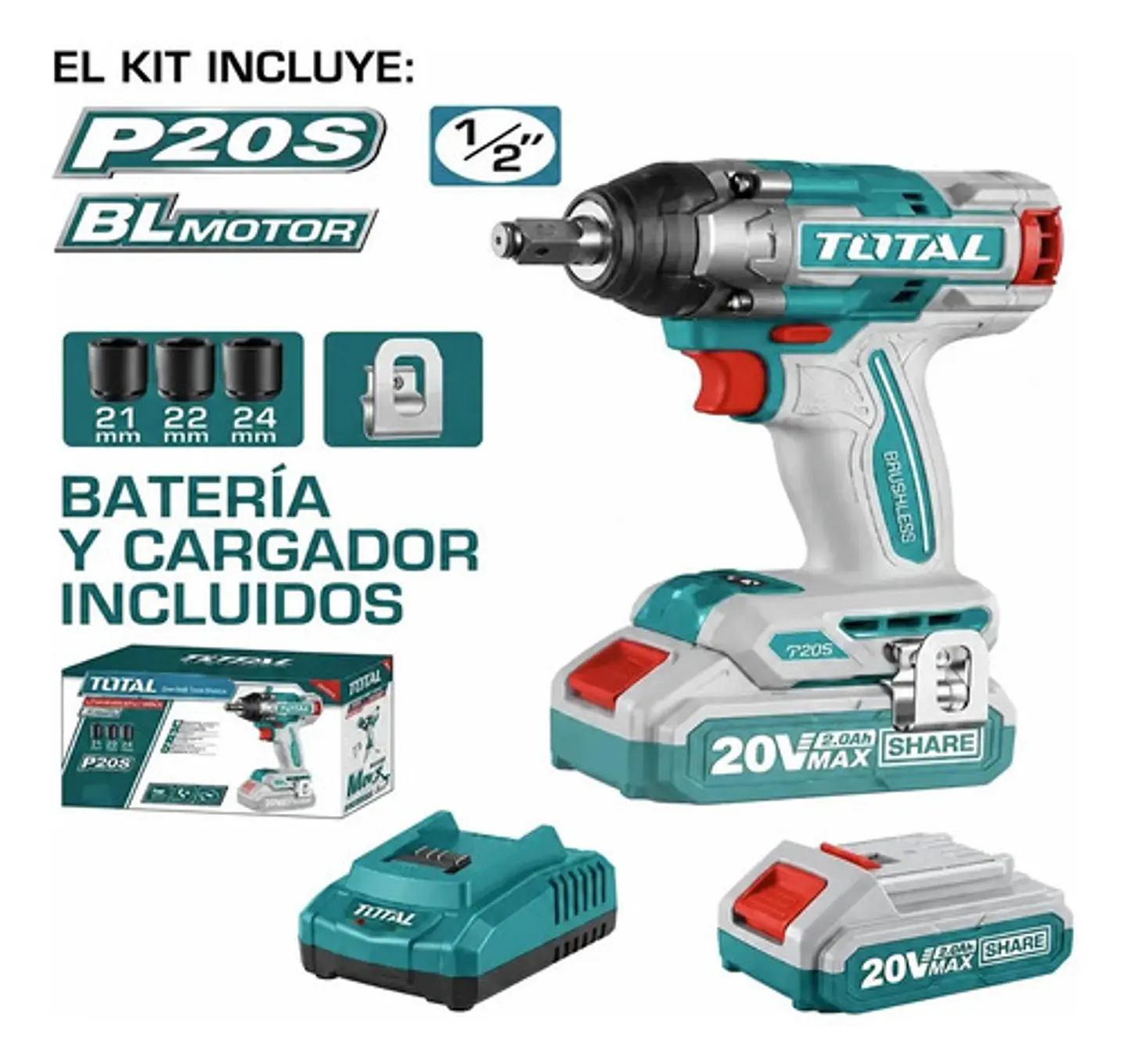 LLAVE DE IMPACTO INALÁMB 1/2