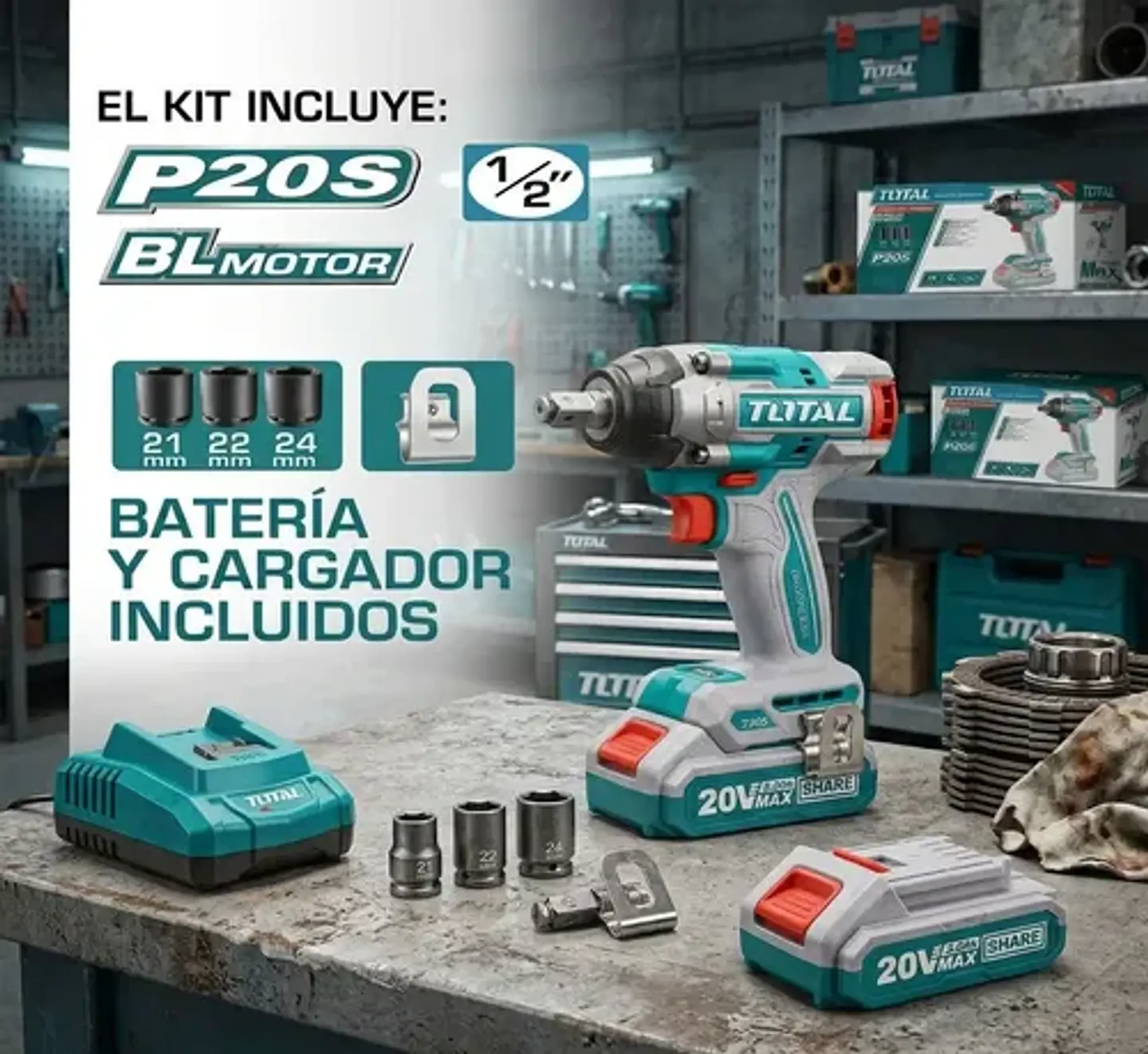 LLAVE DE IMPACTO INALÁMB 1/2