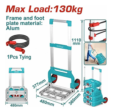 CARRO PLEGABLE CARGA 130KG TOTAL