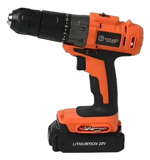 TALADRO IMPACTO RECARGABLE 20V 13MM TOYAKI + 2 BATERIA Y 1 C