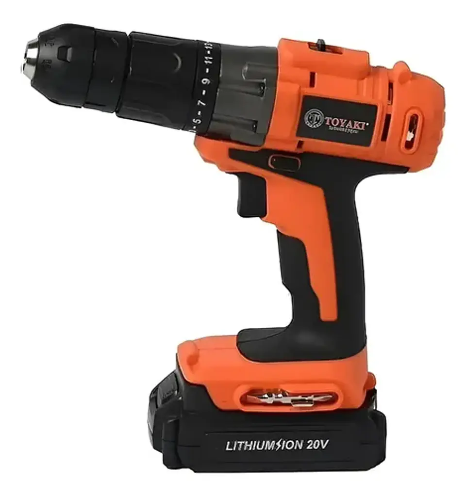 TALADRO IMPACTO RECARGABLE 20V 13MM TOYAKI + 2 BATERIA Y 1 C 1