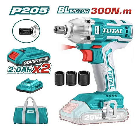 LLAVE DE IMPACTO INALÁMBRICO 1/2" 20V 300NM LITIO-ION TOTAL