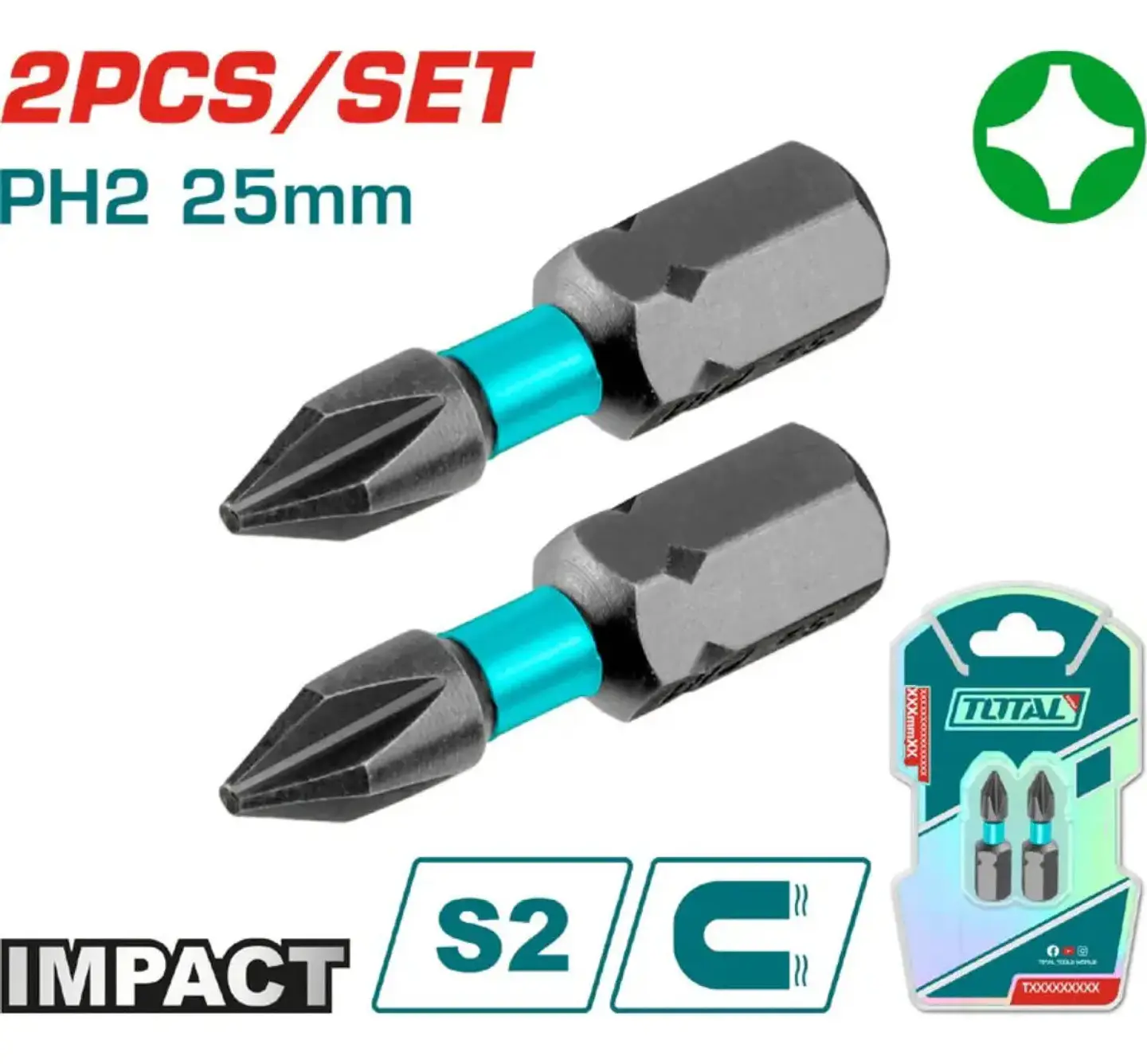 JGO PUNTAS MAGNET IMPACT 2PCS PH 25MM TOTAL 3
