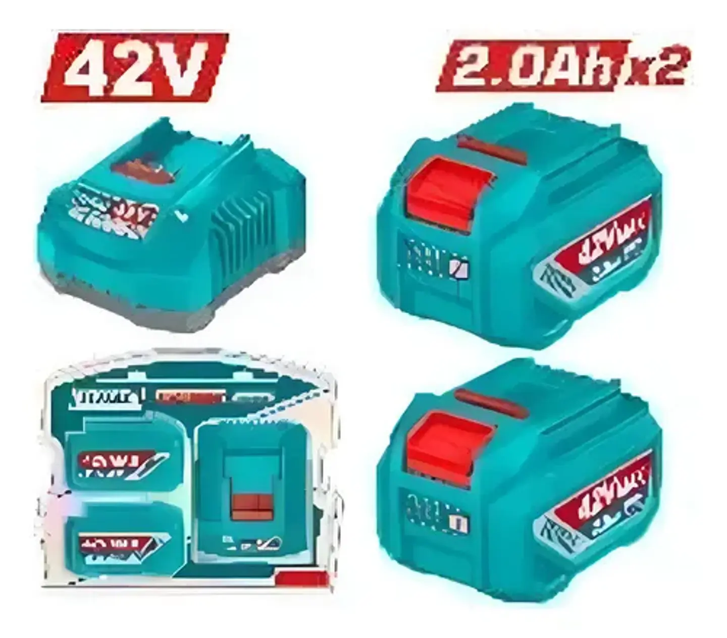 KIT DE BATERIAS Y CARGADOR 42V 2.0AH X 2PCS TOTAL 1