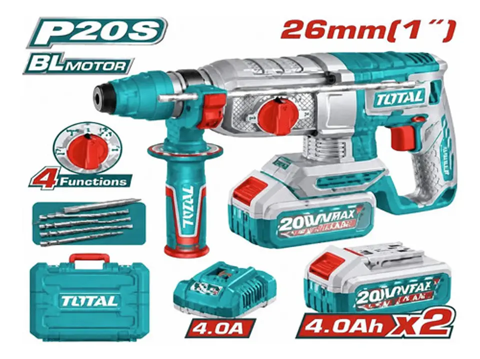ROTOMARTILLO INALAMBRICO 20V 26MM 2.5J SDS PLUS TOTAL 1