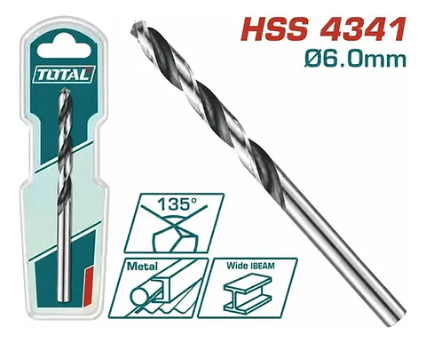 BROCA PARA METAL 4341 HSS 6MM TOTAL