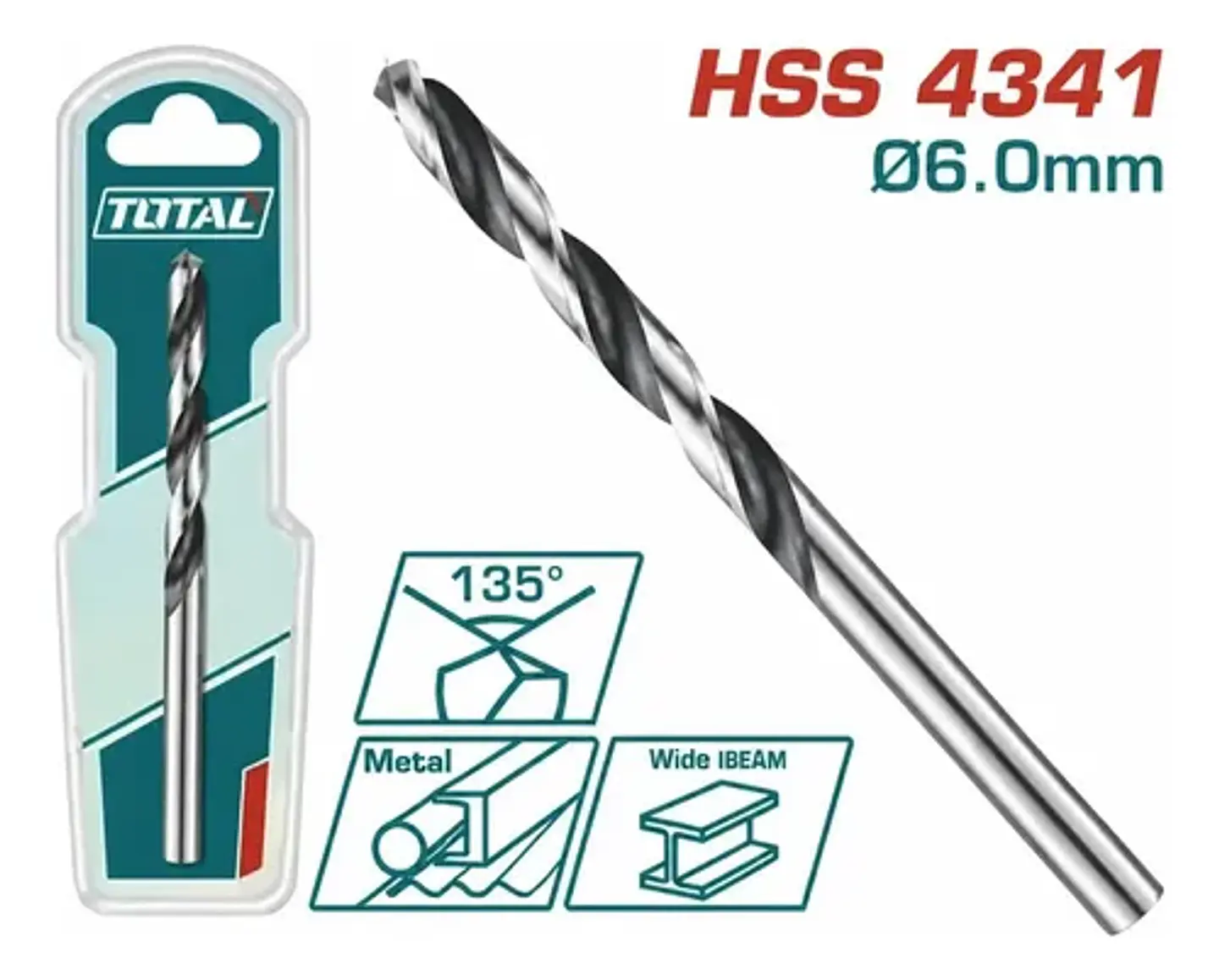 BROCA PARA METAL 4341 HSS 6MM TOTAL 1