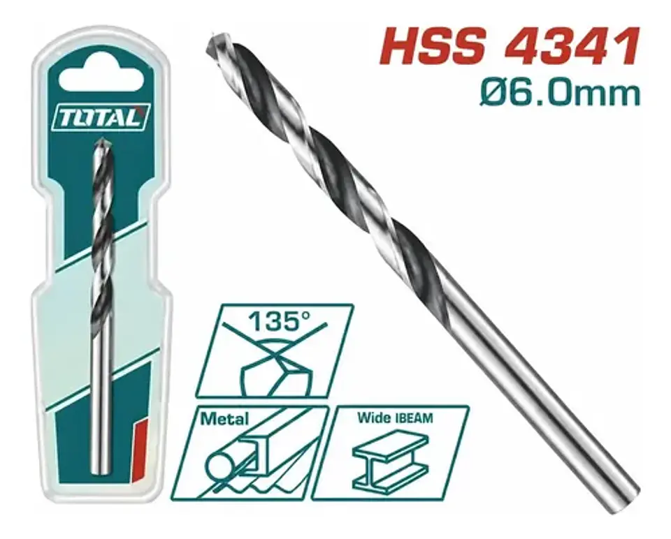 BROCA PARA METAL 4341 HSS 6MM TOTAL 1