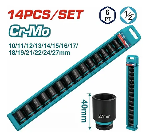JGO DADOS IMPACTO POR 14 PCS 1/2"DR. TOTAL