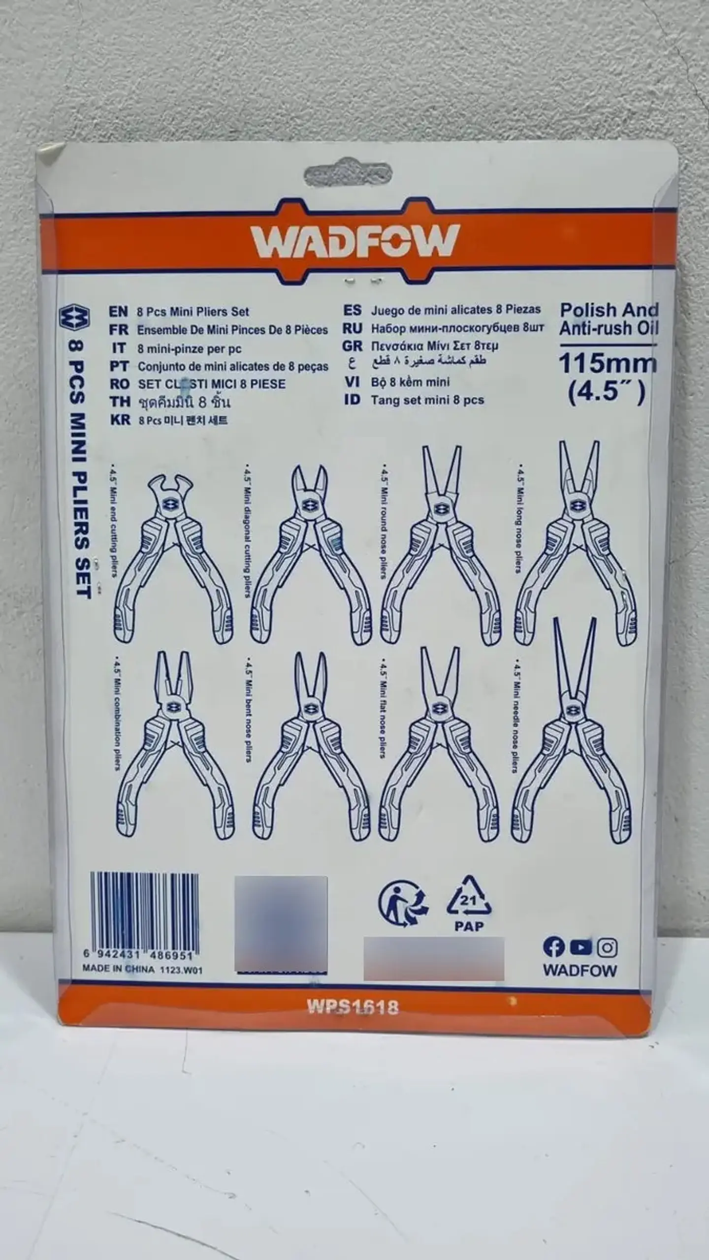 JUEGO DE 8 ALICATE MINI PINZAS WADFOW 5