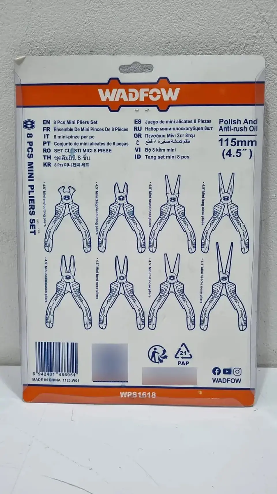 JUEGO DE 8 ALICATE MINI PINZAS WADFOW 5