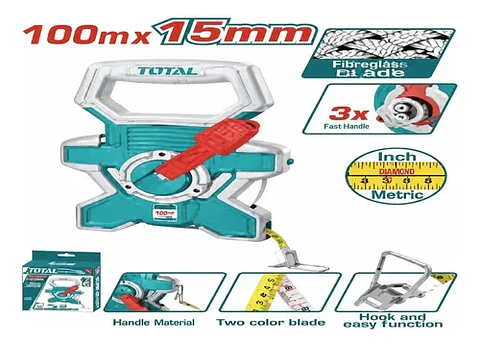HUINCHA DE MEDIR FIBRA DE VIDRIO 100MTS TOTAL