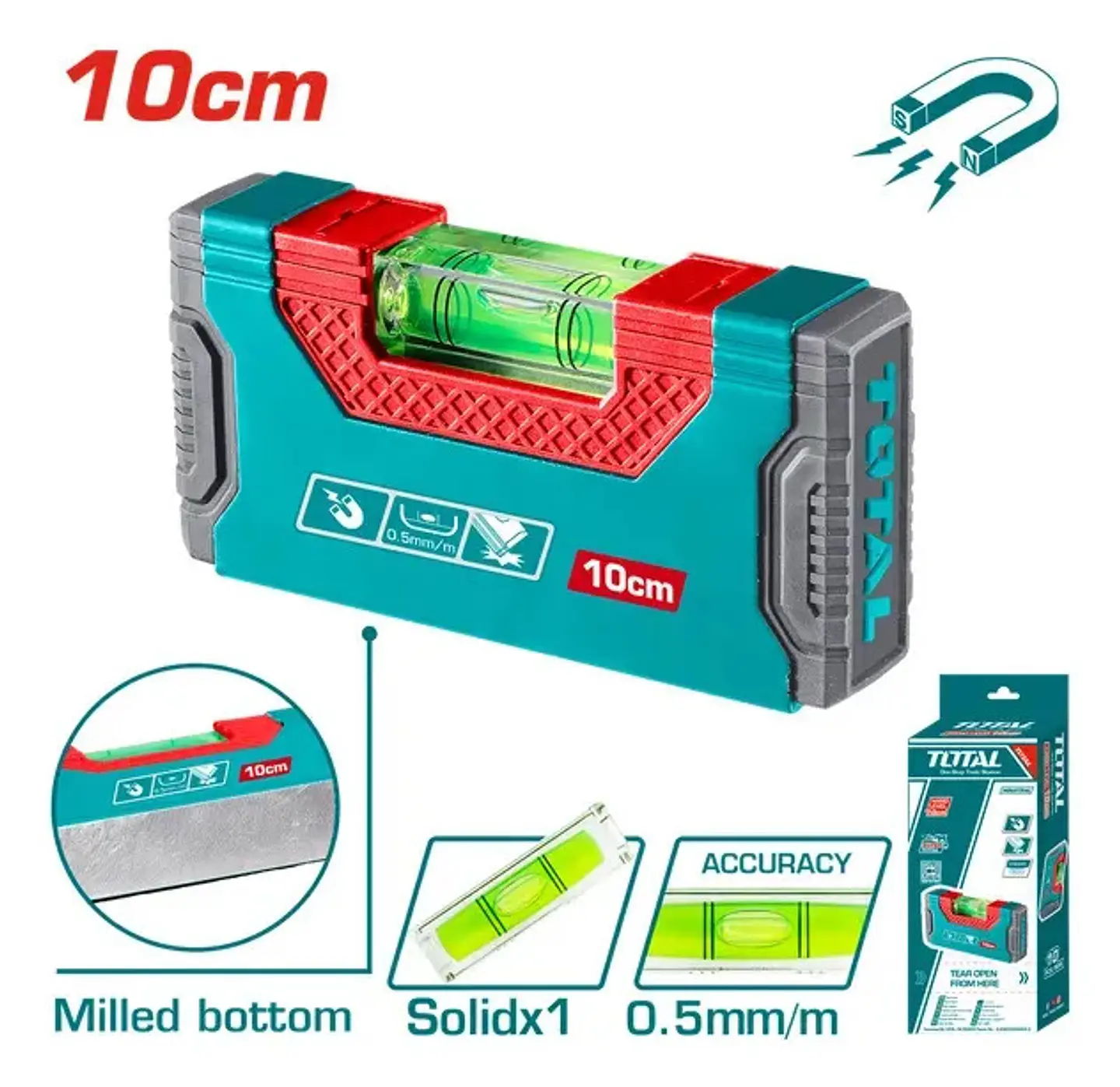 NIVEL DE MANO MAGNETICO 10CM PORTATIL TOTAL 2