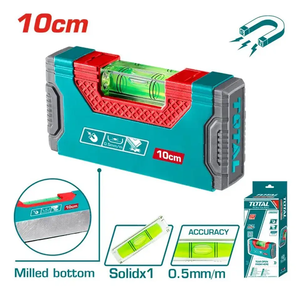 NIVEL DE MANO MAGNETICO 10CM PORTATIL TOTAL 2