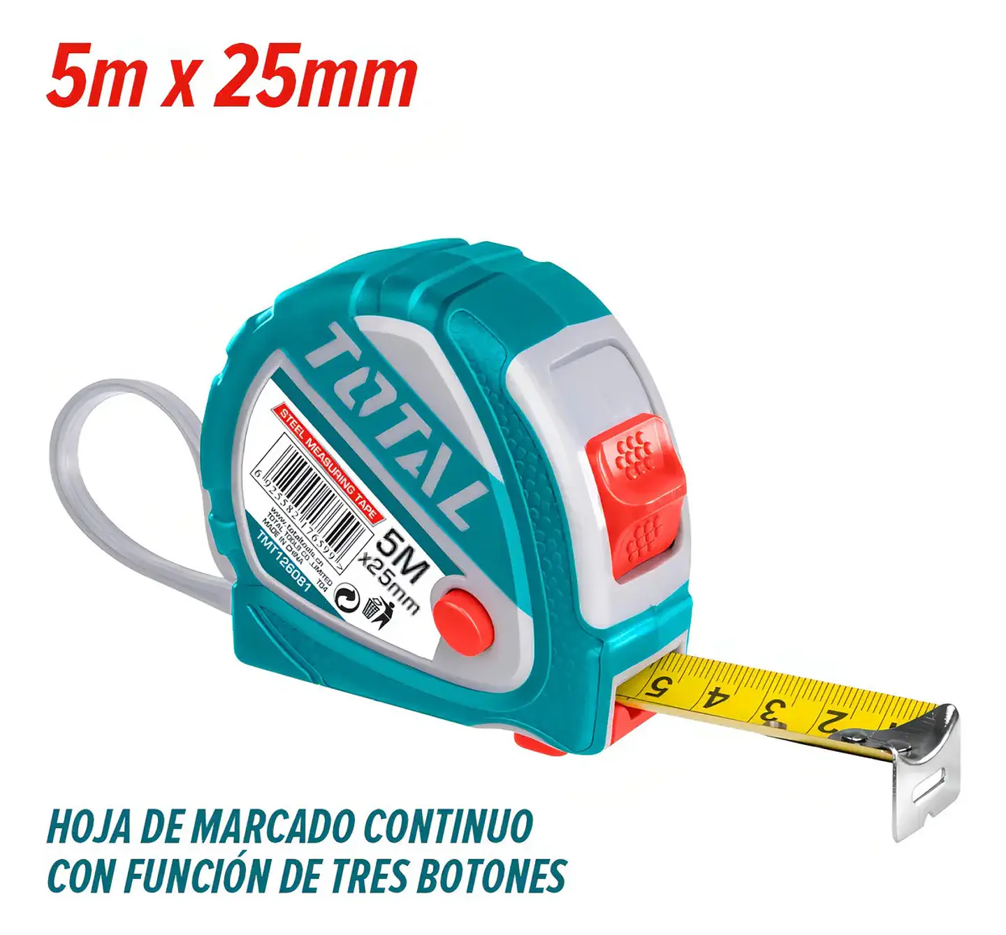 HUINCHA DE MEDIR 5MTS X 25MM TOTAL 3B 3
